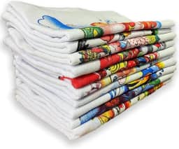 Kit 10 Panos de Prato/Copa Branco com Estampas Sortidas - 42x65cm