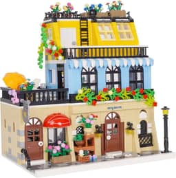 Conjunto 3 em 1 de construção de casas de cidade, blocos de modelos de arquitetura de villa de praia à beira-mar, brinquedos Street View, kit de construção moderna para adultos e adolescentes