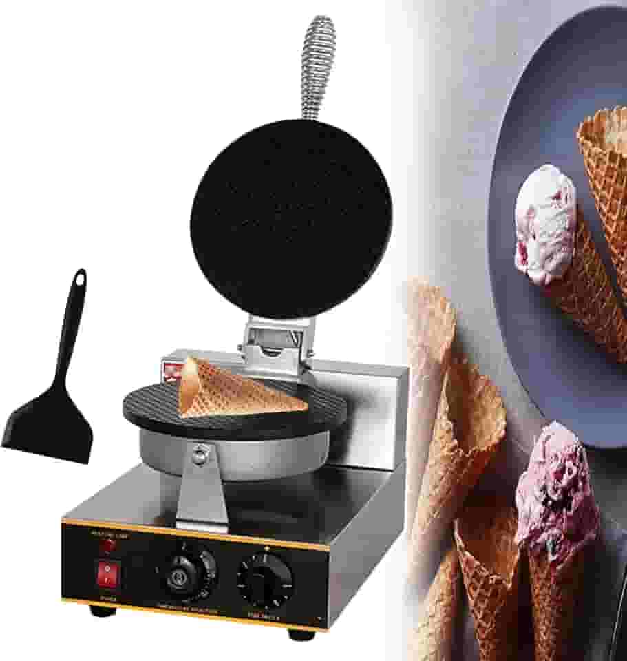 CNAOHGHN Máquina elétrica de fazer waffles com casquinha de sorvete de 1200 W,máquina de ferro para fazer casquinha de sorvete, temperatura de 50-250 ℃ e tempo de 0 a 5 minutos ajustáveis