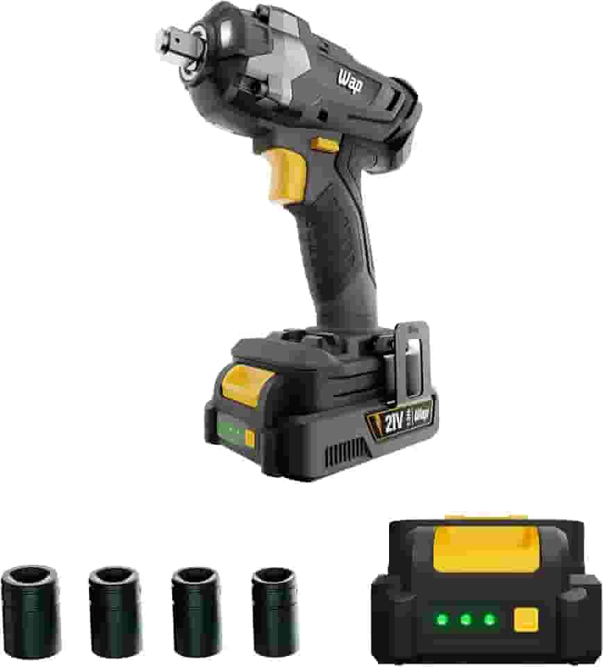 WAP Chave de Impacto à Bateria 1/2' 21V K21 CH01, com 4 Soquetes de Encaixe Quadrado, 350Nm 21VDC