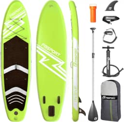 FBSPORT Prancha de stand up paddle inflável premium de 11', prancha de ioga com acessórios de sup duráveis e bolsa de transporte | postura ampla, controle de surf, deck antiderrapante, lea