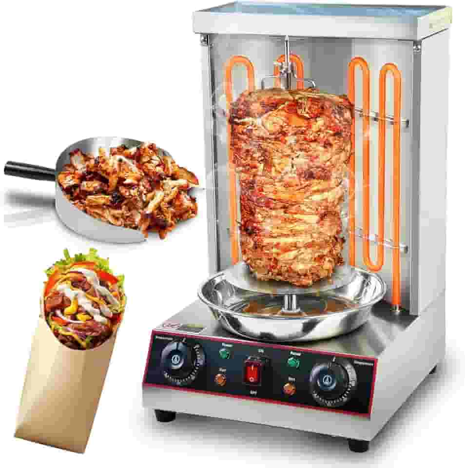 Forno Elétrico Para Churrasco Shawarma, Churrasqueira Vertical, Forno Giratório, Máquina De Kebab Com Bandeja Coletora De Carne