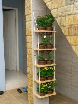 Horta Vertical Premium 5 Prateleiras + 10 VASOS | Ideal para Apartamento e Varanda