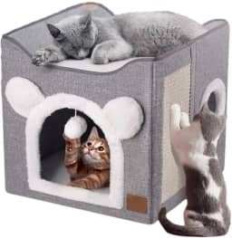 Casinha Cama para Gato Vertical Brinquedo Tapete Fácil Limpar Dobrável Portátil Compacto