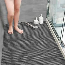 Tapete Antiderrapante Para Banheiro, Chuveiro, Box, Piscina, Áreas Molhadas (Onda Cinza, 0,60 X 1,00)
