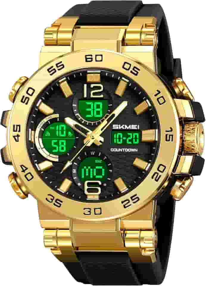 SKMEI Relógio esportivo 2499 elegante com visor de fuso horário triplo com alarme à prova d'água