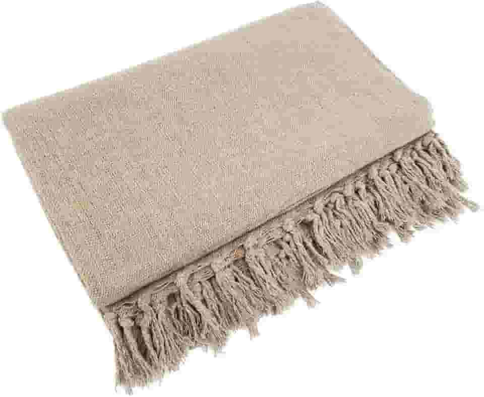 Manta Para Sofá Em Algodão Caramelo Mesclado 2,40 X 1,80