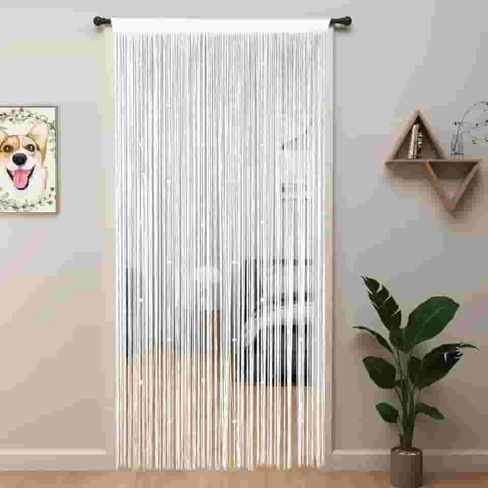 YIIBAII Cortinas com contas para portas com cristais adequadas para decoração de interiores e divisórias (99 x 200 cm, brancas)
