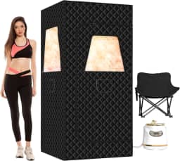 springspa Caixa de sauna a vapor portátil para casa, 8,5 x 7,5 x 1,5 m, sauna espaçosa para sauna a vapor com vaporizador de 3L 1500W, controle remoto, cadeira dobrável, 9 níveis