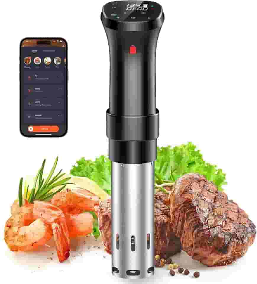 chefess Máquina Sous Vide Wi-Fi, Circulador de imersão de fogão Sous-Vide de 1100 Watts com receitas predefinidas no aplicativo, imersão térmica, aquecimento rápido com temporizador e melhor presente
