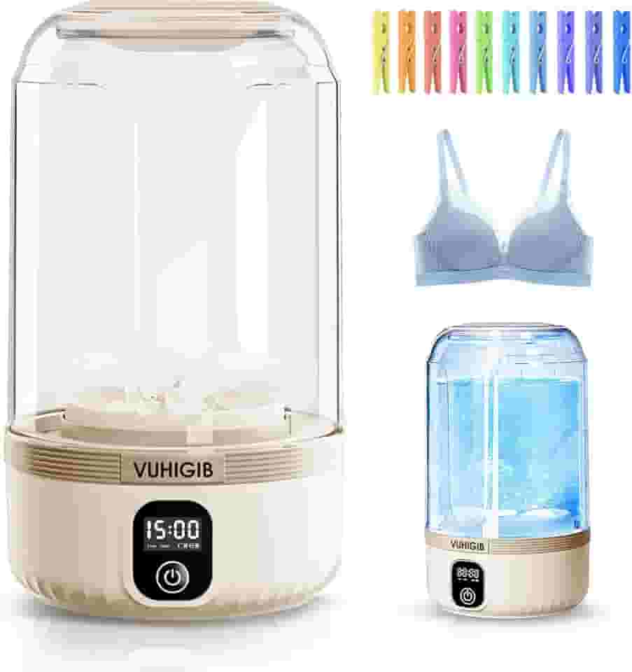 Máquina de lavar portátil, máquina de lavar sem fio recarregável de 7000 mAh com 10 pregadores de roupa, roupa íntima de bebê, meias delicadas, mini lavadora de 1,5 L, para viagem, acampamento