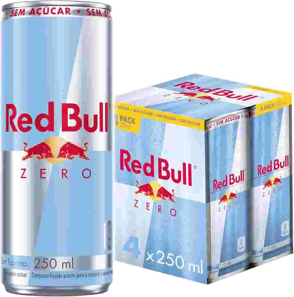 Pack de 4 Latas Red Bull Energético, Zero, Sem Açúcar, 250ml