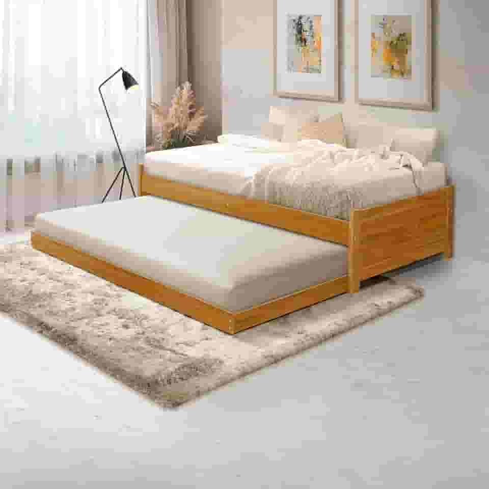 Bicama Madeira Maciça com Cama Inferior Deslizante e Estrutura Robusta para 120kg (Imbuia)