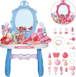 Penteadeira Brinquedo Princesa Maquiagem Espelho Menina Acessórios Faz de Conta (Azul)