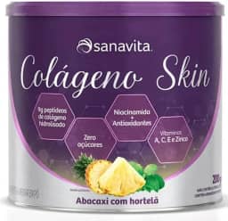 Colágeno Skin Para Pele Cabelos e Unhas - Colágeno Em Pó Hidrolisado Skin 200g - Sanavita (Abacaxi com Hortelã)