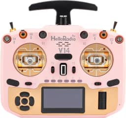 HelloRadio Transmissor de rádio V14MAX ELRS FPV – Controle remoto ELRS OpenTX/EdgeTX de 2,4 GHz com gimbals Hall CNC, assistente de voz AI, compartimento de módulo externo, antena T dobrável e tela