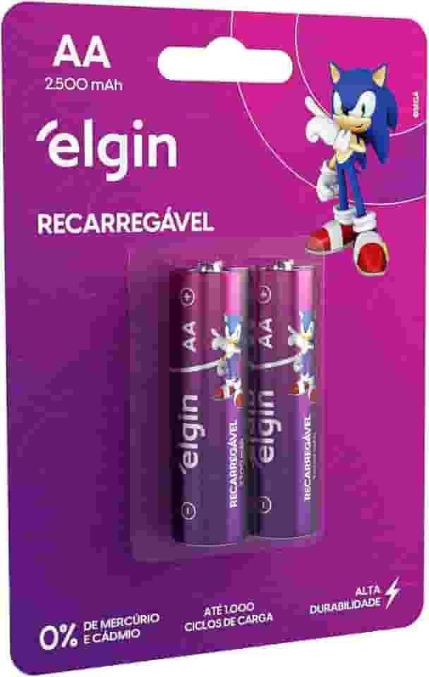 Pilha recarregável AA 2500mAh Elgin com 2 unidades Comum