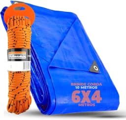 Lona Azul Impermeável Carreteiro, Piscina, Toldos, Caminhão 75G 6x4 Metros + Corda 10 Metros