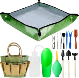 Kit de 13 peças suculentas com bolsa organizadora, conjunto de ferramentas de jardinagem para uso interno, kit de jardinagem para plantador de bonsai. Presentes suculentas, kit de iniciante de bonsai, rega suculenta, kit de ferramentas bonsai. (verde)