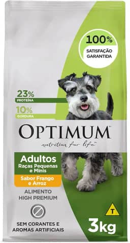 Ração Optimum para Cães Adultos Raças Pequenas e Minis Sabor Frango e Arroz 3kg