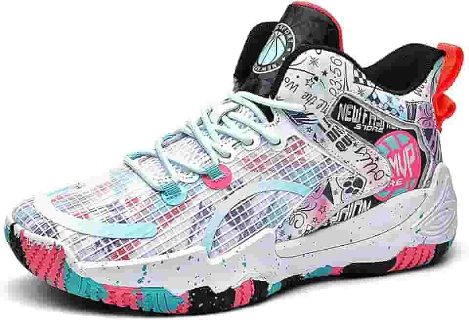 Bolognifi Tênis masculino de basquete de cano alto, antiderrapante e respirável para esportes ao ar livre, calçado de treinamento fitness acolchoado Presente (Color : Black, Size : 6.5 Women/4.5 Men