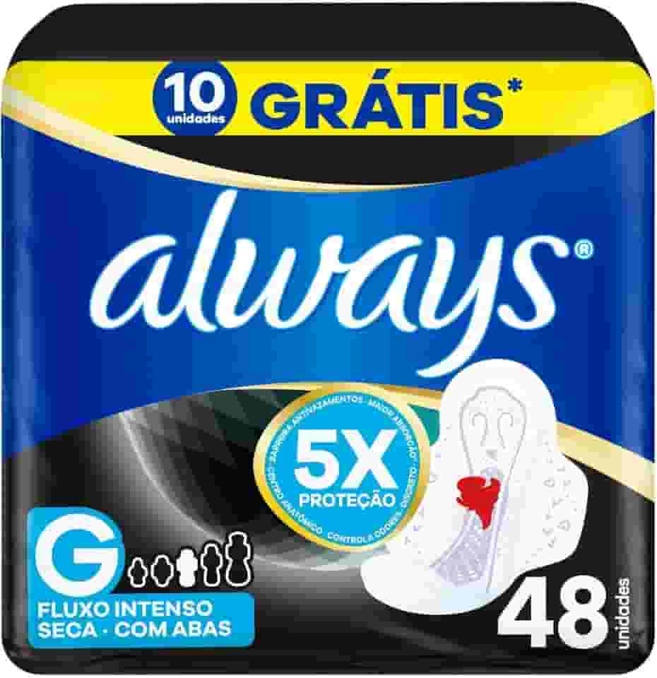 Always Noturno Seca, Absorvente Tamanho G, 48 Unidades