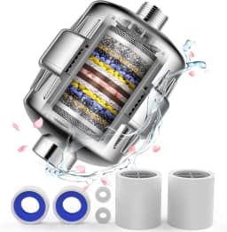 Filtro de chuveiro, cabeça de chuveiro filtrada de 20 estágios para água dura, filtro de cabeça de chuveiro com 2 cartuchos substituíveis para remover cloro e substâncias nocivas (prata)