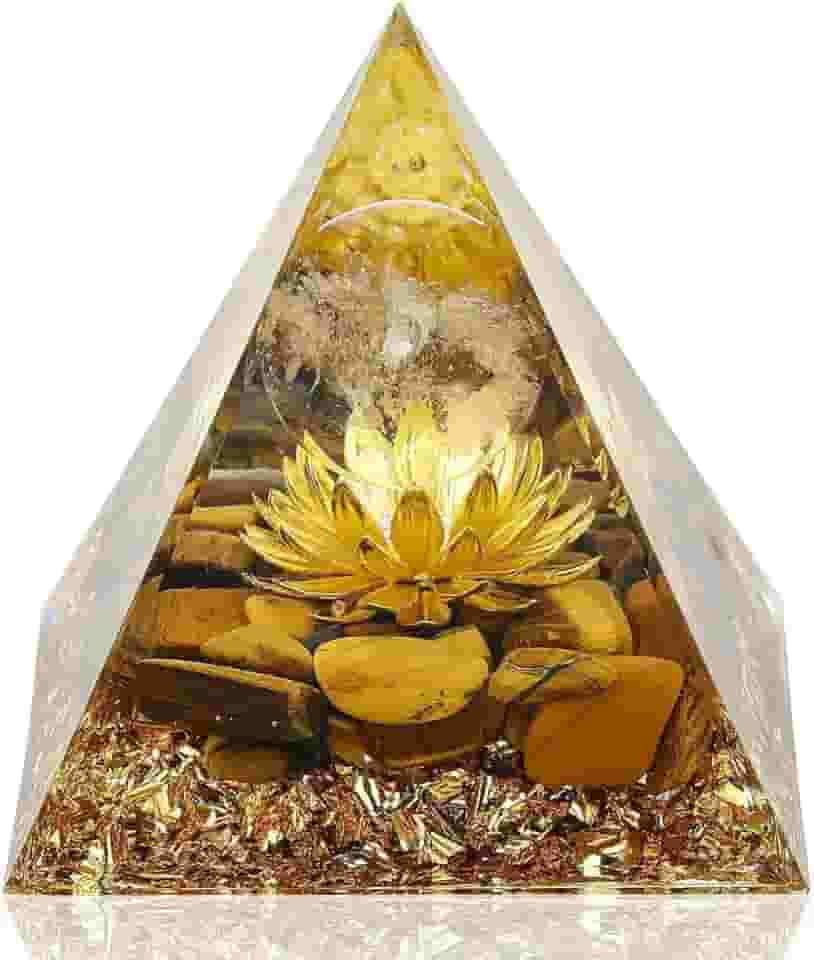 Pirâmide Decorativa em Resina com Cristais Naturais – Design Artesanal para Ambiente e Meditação