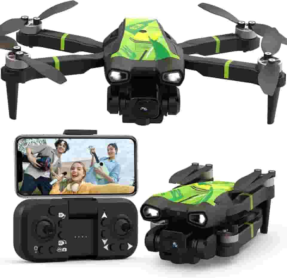 Morlyrctooy Mini drone M18 4K com motor sem escova, quadricóptero RC dobrável para adultos, posicionamento de fluxo óptico, modo headless