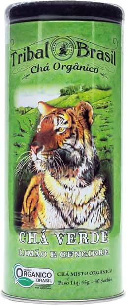 Chá Verde, Limão e Gengibre Orgânico - Lata - 30 Sachês - 45g