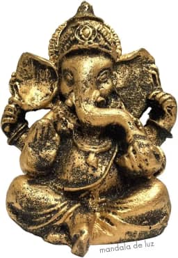 Estátua de Ganesha Dourado Pequeno Resina 9,5cm