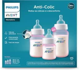 Kit Triplo Mamadeira Anti-Colic Philips Avent SCY119/19 125ml + 260ml + 330ml Rosa