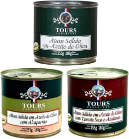 Atum em Lata Sólido Tours em Azeite, Tomate Seco e Alcaparras - 3 Un. - 255g cada