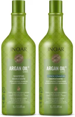 Inoar, Kit Argan Oil System – Shampoo e Condicionador 1L, Hidratação Profunda, Brilho Intenso, Redução de Frizz, Nutrição com Óleo de Argan, Para Todos os Tipos de Cabelo