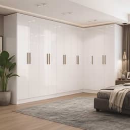 Guarda-roupa Modulado de Canto 11 Portas e 4 Gavetas Paris Branco