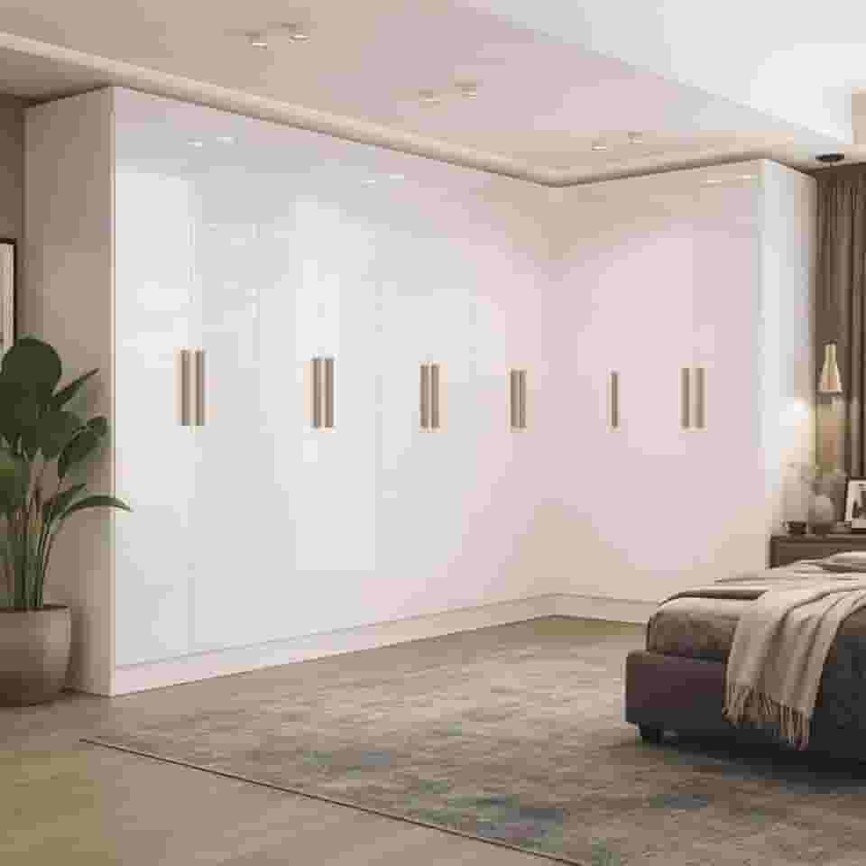 Guarda-roupa Modulado de Canto 11 Portas e 4 Gavetas Paris Branco