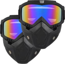 Pacote Com 2 Máscaras De Airsoft, Rosto Inteiro, Máscara Tática, Óculos De Proteção Para Capacete De Motocicleta Com Máscara Facial Removível Para Homens E Mulheres