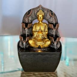 Fonte de Mesa Decorativa Buda Mudra da Saudação com LED - Fonte de Água