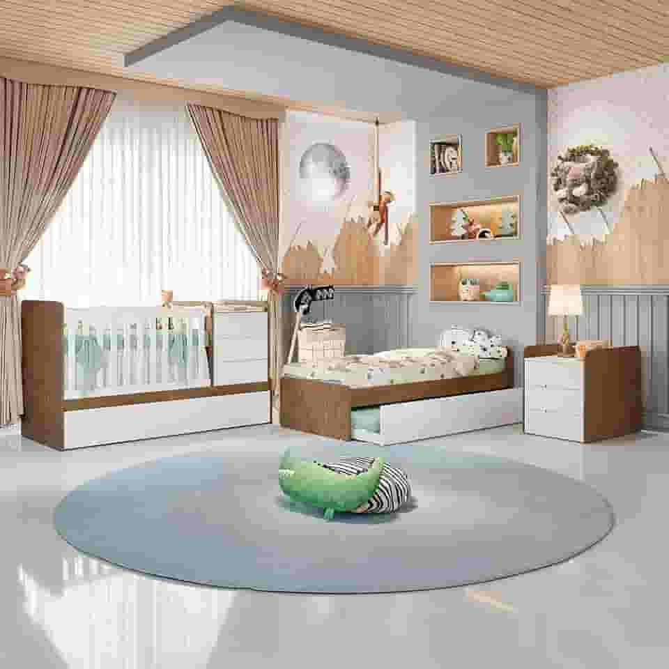 Berço Multifuncional Americano Cléo Amadeirado Carolina Baby