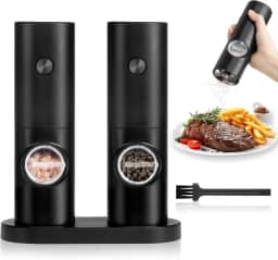 Moedor Elétrico de Sal e Pimenta, Conjunto com 2 Unidades, 70ml, Preto
