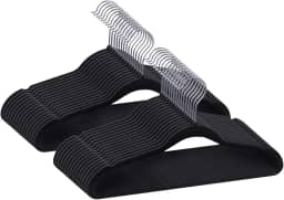 Kit 100 Cabide Veludo Slim Antideslizante Ultra Fino Cor:Preto