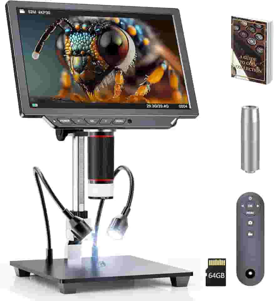 Microscópio Digital 4K - Ampliação De 2000X, Moeda 8" Com Sensor Câmera 52 Mp, Para Soldagem Adultos, Observação Completa, Cartão Tf 64 Gb E Guia Incluídos