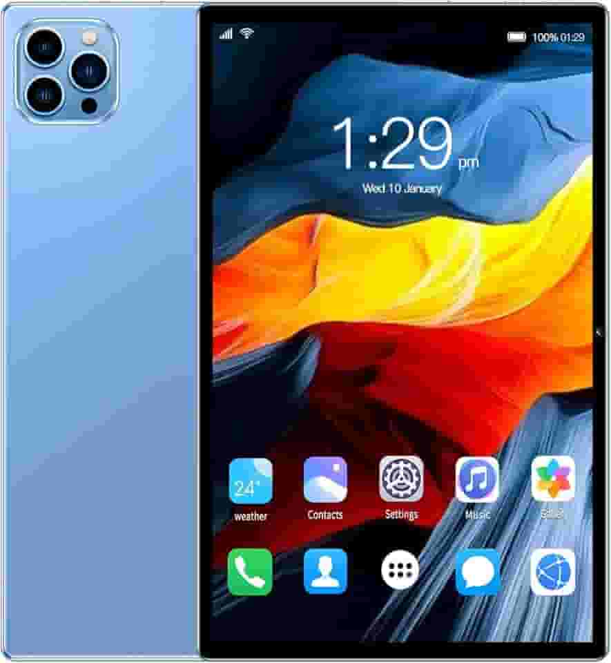 Tablet V62 10.1" FHD Android 12, MTK6797, Câmera 24MP, Bateria 8000mAh – Modelos com 6GB, 8GB, 12GB RAM e até 512GB – Sem Marca – Com Tela Full HD (Azul, 12+512)