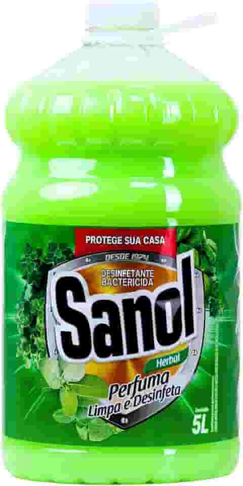 Sanol Desinfetante Líquido Para Uso Geral Herbal 5 Litros Verde
