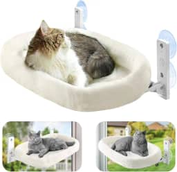 Cama Rede para Gatos Suspensa de Janela Almofada Dobrável Estrutura Metálica C/4 Ventosas Super Resistentes