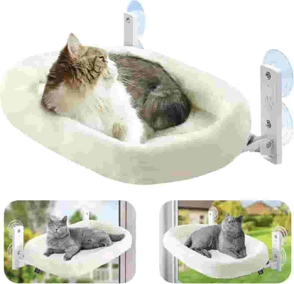 Cama Rede para Gatos Suspensa de Janela Almofada Dobrável Estrutura Metálica C/4 Ventosas Super Resistentes