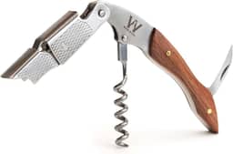 Abridor De Vinho Profissional Tipo Sommelier Saca Rolhas Em Aco 304 + Madeira Marrom