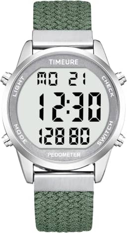 Relógio pedômetro preciso para caminhada, contador de passos, rastreador de passos, mostrador digital grande, à prova d'água, sem Bluetooth, TIMEURE-2306