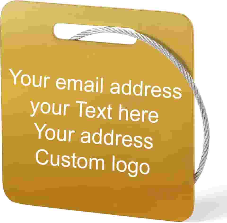 Etiquetas de bagagem personalizadas para mala de viagem, etiqueta de metal de aço inoxidável gravada personalizáveis para identificação de bolsa com suporte de etiqueta de bagagem de cruzeiro