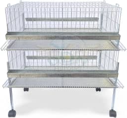 Kit 2 Gaiola Codorna Gigante Postura Viveiro Bandeja 40 Aves Poedeira Bateria (COM BASE)